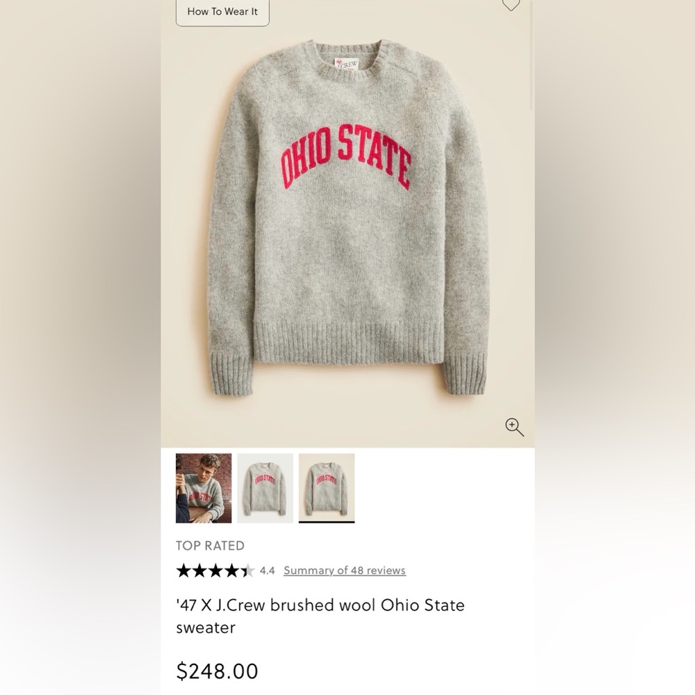 J.Crew x '47 Ohio State Gray Sweater